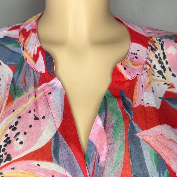 Chico's Vibrant Floral Blouse - Pink and Red Button Up - Picture 7 of 16